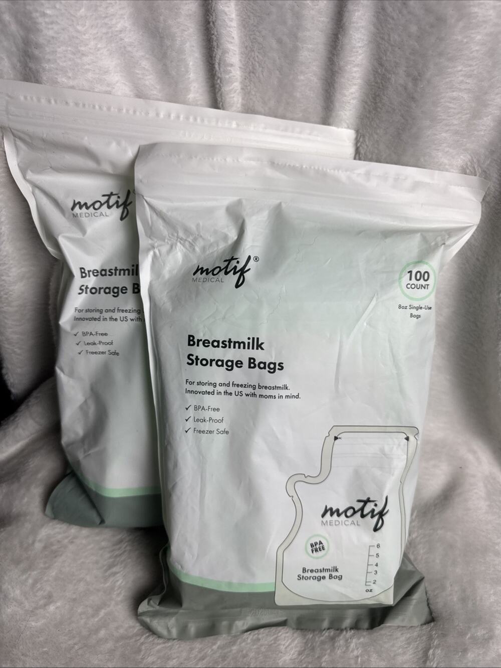 TWO PACK 200 Motif Medical Breast Milk Storage Bags Easy Pour Spout 8 oz NEW